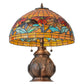 Meyda Lighting Black Eyed Susan 20" 2-Light Antique Copper Table Lamp With Multi-Colored Shade Glass