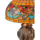 Meyda Lighting Black Eyed Susan 20" 2-Light Antique Copper Table Lamp With Multi-Colored Shade Glass