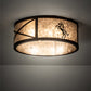 Meyda Lighting Black Stallion 24" 4-Light Mahogany Bronze & Solar Black Flush Mount Light With Silver Mica Shade Glass