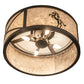 Meyda Lighting Black Stallion 24" 4-Light Mahogany Bronze & Solar Black Flush Mount Light With Silver Mica Shade Glass