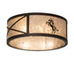 Meyda Lighting Black Stallion 24" 4-Light Mahogany Bronze & Solar Black Flush Mount Light With Silver Mica Shade Glass