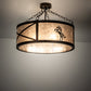 Meyda Lighting Black Stallion 24" 4-Light Mahogany Bronze & Solar Black Semi-flush Mount Light With Silver Mica Shade Glass