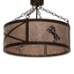 Meyda Lighting Black Stallion 24" 4-Light Mahogany Bronze & Solar Black Semi-flush Mount Light With Silver Mica Shade Glass