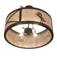 Meyda Lighting Black Stallion 24" 4-Light Mahogany Bronze & Solar Black Semi-flush Mount Light With Silver Mica Shade Glass