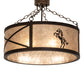 Meyda Lighting Black Stallion 24" 4-Light Mahogany Bronze & Solar Black Semi-flush Mount Light With Silver Mica Shade Glass