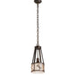 Meyda Lighting Black Stallion 8" Mahogany Bronze & Solar Black Mini Pendant Light With Silver Mica Shade Glass