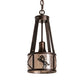 Meyda Lighting Black Stallion 8" Mahogany Bronze & Solar Black Mini Pendant Light With Silver Mica Shade Glass