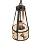 Meyda Lighting Black Stallion 8" Mahogany Bronze & Solar Black Mini Pendant Light With Silver Mica Shade Glass