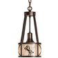 Meyda Lighting Black Stallion 8" Mahogany Bronze & Solar Black Mini Pendant Light With Silver Mica Shade Glass