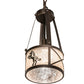 Meyda Lighting Black Stallion 8" Mahogany Bronze & Solar Black Mini Pendant Light With Silver Mica Shade Glass