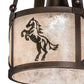 Meyda Lighting Black Stallion 8" Mahogany Bronze & Solar Black Mini Pendant Light With Silver Mica Shade Glass