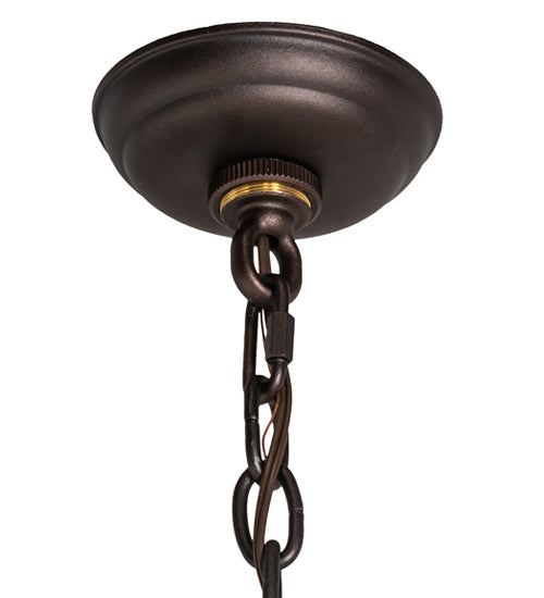 Meyda Lighting Black Stallion 8" Mahogany Bronze & Solar Black Mini Pendant Light With Silver Mica Shade Glass