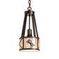 Meyda Lighting Black Stallion 8" Mahogany Bronze & Solar Black Mini Pendant Light With Silver Mica Shade Glass