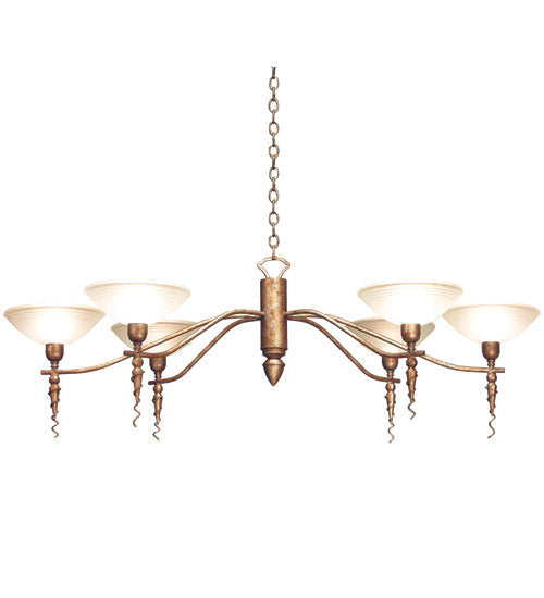 Meyda Lighting Blanca 60" 6-Light Corinth Chandelier With White Scavo Shade Glass