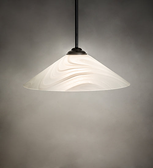 Meyda Lighting Blanco Swirl 18" Craftsman Brown Pendant Light With White Shade Glass