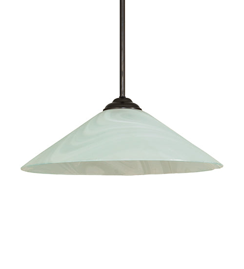 Meyda Lighting Blanco Swirl 18" Craftsman Brown Pendant Light With White Shade Glass