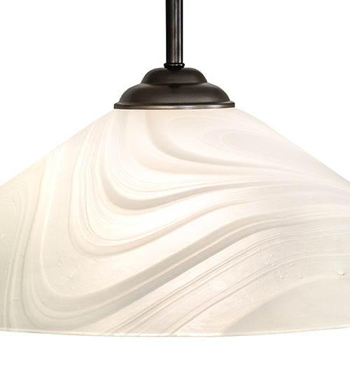 Meyda Lighting Blanco Swirl 18" Craftsman Brown Pendant Light With White Shade Glass