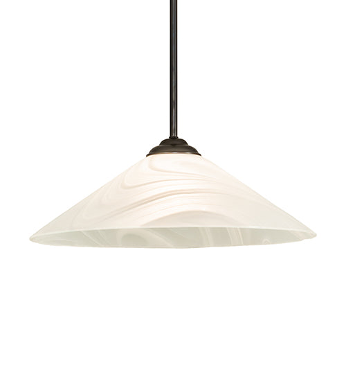 Meyda Lighting Blanco Swirl 18" Craftsman Brown Pendant Light With White Shade Glass