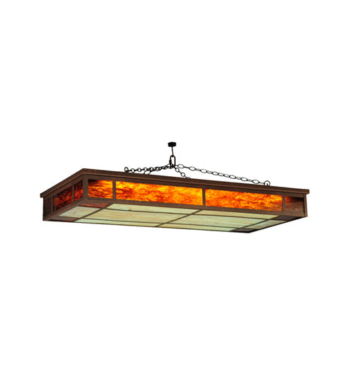 Meyda Lighting Blaze 54" 3-Light Antique Rust Island Flush Mount Light With Maduro & Travertine Idalight Shade Glass