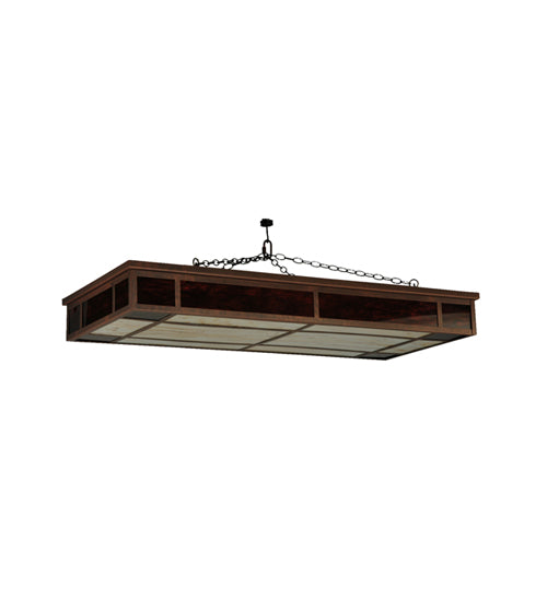 Meyda Lighting Blaze 54" 3-Light Antique Rust Island Flush Mount Light With Maduro & Travertine Idalight Shade Glass