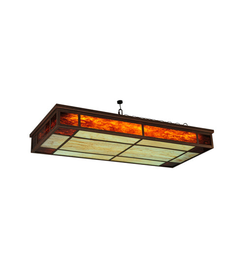 Meyda Lighting Blaze 54" 3-Light Antique Rust Island Flush Mount Light With Maduro & Travertine Idalight Shade Glass
