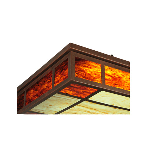 Meyda Lighting Blaze 54" 3-Light Antique Rust Island Flush Mount Light With Maduro & Travertine Idalight Shade Glass