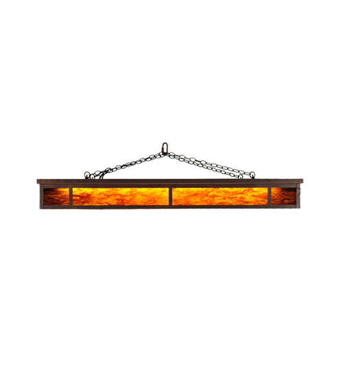 Meyda Lighting Blaze 54" 3-Light Antique Rust Island Flush Mount Light With Maduro & Travertine Idalight Shade Glass