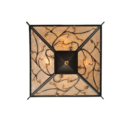 Meyda Lighting Blossoming Branches 34" 4-Light Coffee Bean Inverted Pendant Light With Silver Mica Shade Glass