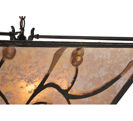 Meyda Lighting Blossoming Branches 34" 4-Light Coffee Bean Inverted Pendant Light With Silver Mica Shade Glass