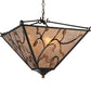 Meyda Lighting Blossoming Branches 34" 4-Light Coffee Bean Inverted Pendant Light With Silver Mica Shade Glass