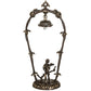 Meyda Lighting Blue Cherub With Violin 19" Mahogany Bronze Mini Table Lamp With Blue Shade Glass