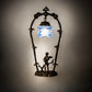 Meyda Lighting Blue Cherub With Violin 19" Mahogany Bronze Mini Table Lamp With Blue Shade Glass