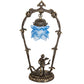Meyda Lighting Blue Cherub With Violin 19" Mahogany Bronze Mini Table Lamp With Blue Shade Glass