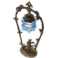 Meyda Lighting Blue Cherub With Violin 19" Mahogany Bronze Mini Table Lamp With Blue Shade Glass