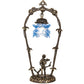 Meyda Lighting Blue Cherub With Violin 19" Mahogany Bronze Mini Table Lamp With Blue Shade Glass