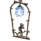 Meyda Lighting Blue Cherub With Violin 19" Mahogany Bronze Mini Table Lamp With Blue Shade Glass