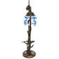 Meyda Lighting Blue Cherub With Violin 19" Mahogany Bronze Mini Table Lamp With Blue Shade Glass