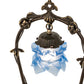Meyda Lighting Blue Cherub With Violin 19" Mahogany Bronze Mini Table Lamp With Blue Shade Glass