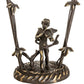 Meyda Lighting Blue Cherub With Violin 19" Mahogany Bronze Mini Table Lamp With Blue Shade Glass