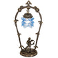 Meyda Lighting Blue Cherub With Violin 19" Mahogany Bronze Mini Table Lamp With Blue Shade Glass