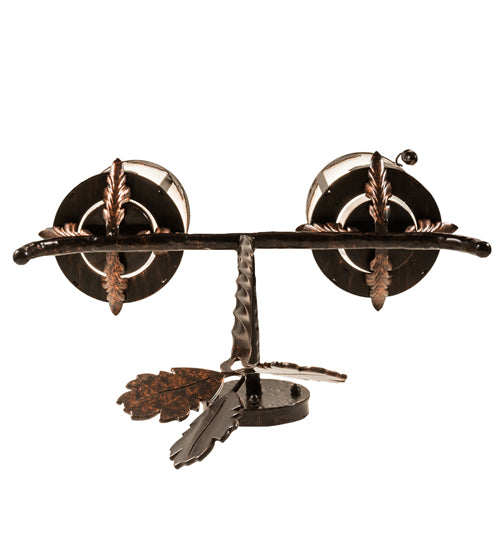 Meyda Lighting Blue Oak 20" 2-Light Hanna Copper & Cimarron Bronze Wall Sconce With Frosted Seeded Shade Glass