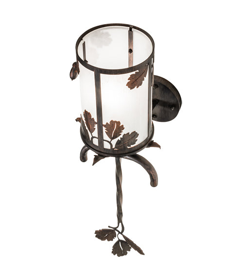 Meyda Lighting Blue Oak 7" Hanna Copper & Cimarron Bronze Wall Sconce With Frosted Seeded Shade Glass