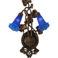 Meyda Lighting Blue Pond Lily 11" 2-Light Mahogany Bronze Wall Sconce With Blue Shade Glass