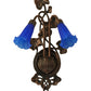 Meyda Lighting Blue Pond Lily 11" 2-Light Mahogany Bronze Wall Sconce With Blue Shade Glass