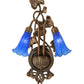 Meyda Lighting Blue Pond Lily 11" 2-Light Mahogany Bronze Wall Sconce With Blue Shade Glass