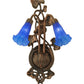 Meyda Lighting Blue Pond Lily 11" 2-Light Mahogany Bronze Wall Sconce With Blue Shade Glass