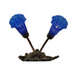 Meyda Lighting Blue Pond Lily 11" 2-Light Mahogany Bronze Wall Sconce With Blue Shade Glass