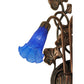 Meyda Lighting Blue Pond Lily 11" 2-Light Mahogany Bronze Wall Sconce With Blue Shade Glass