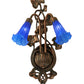 Meyda Lighting Blue Pond Lily 11" 2-Light Mahogany Bronze Wall Sconce With Blue Shade Glass