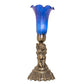 Meyda Lighting Blue Tiffany Pond Lily 13" Antique Brass Twin Cherub Table Lamp With Blue Shade Glass